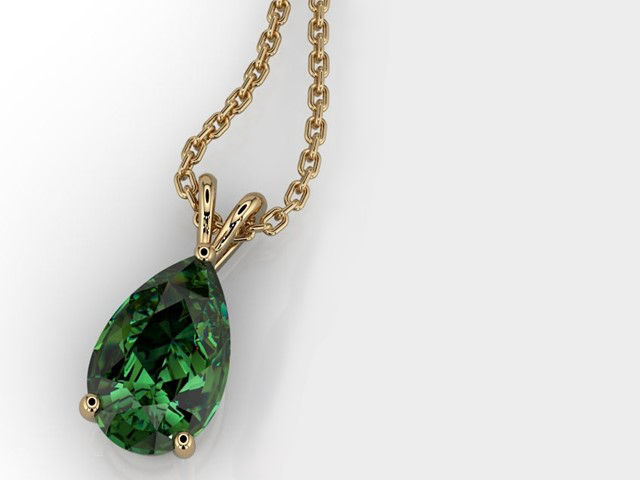 GREEN PEAR CUT DIAMOND PENDANT